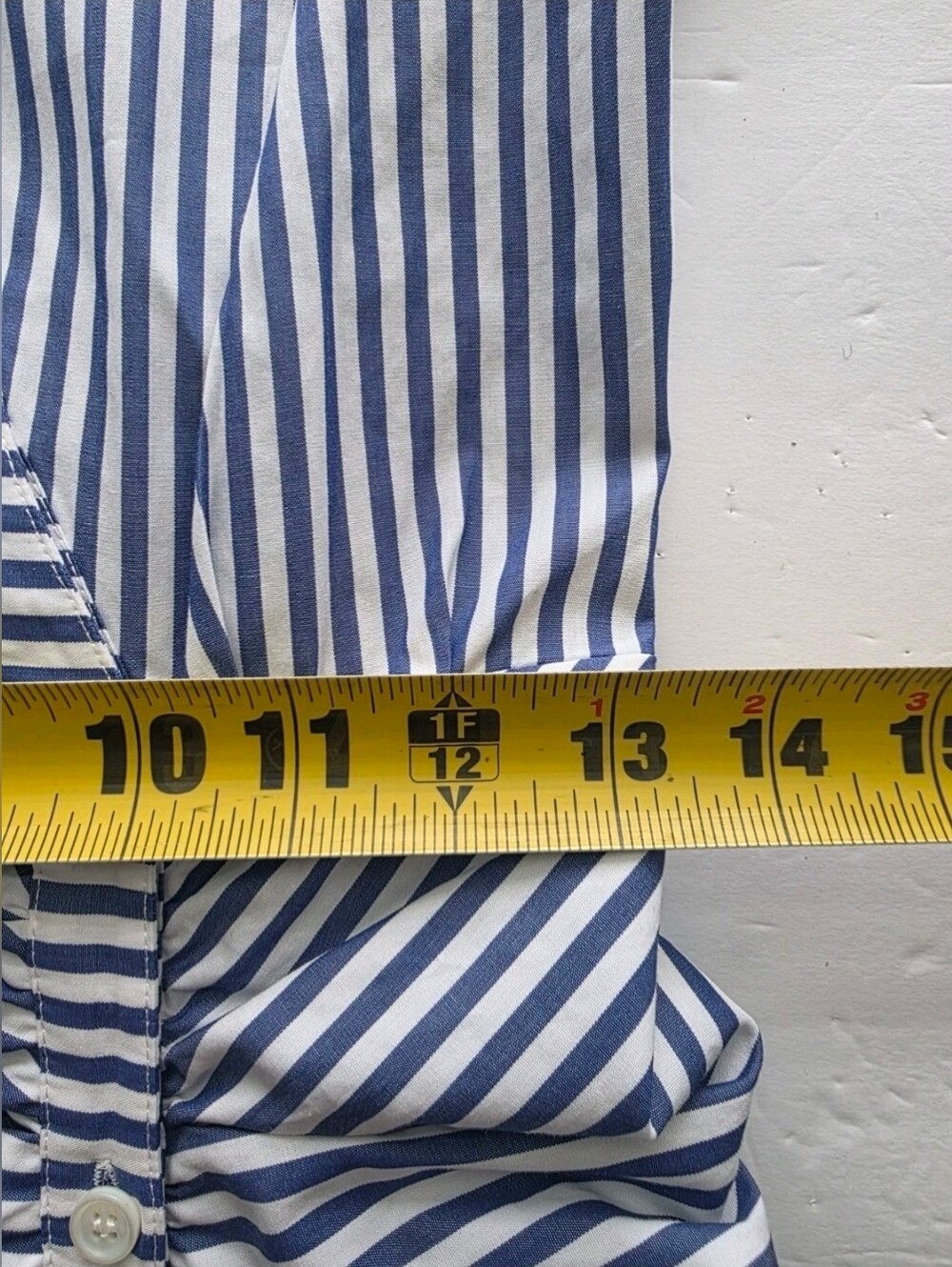 Veronica Beard Womens Ruched Shirt Dress In Blue & White Stripe 100% Cotton Sz 4 - Picture 9 of 16